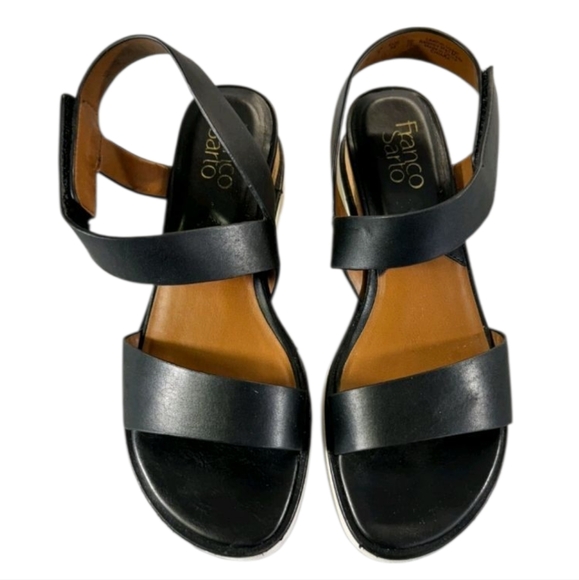 Franco Sarto Shoes - Franco Sarto Chiara Strappy Black Women Wedge Sandals  Size 8.5